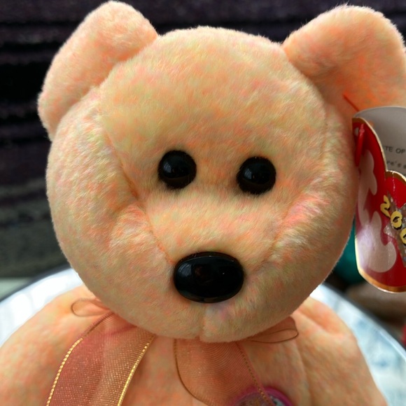 2000 Ty E Beanie baby SUNNY February 13, 2000 pale Orange/Yellow Mesh ribbon - Picture 4 of 12